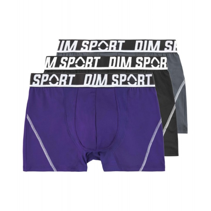 3-pk Boksere DIM SPORT MICRO 8EW Svart-Grå-Lilla A9M