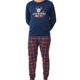 Julepyjamas unisex med lange ermer og lange bukser i bomull Lacotex 6064