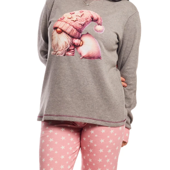 Piżama z długim rękawem i długimi spodniami z bawełny dla kobiet Lacotex 804