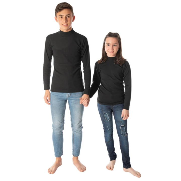 LACOTEX 564 Unisex Kinder-Shirt mit halbem Samt, langarm