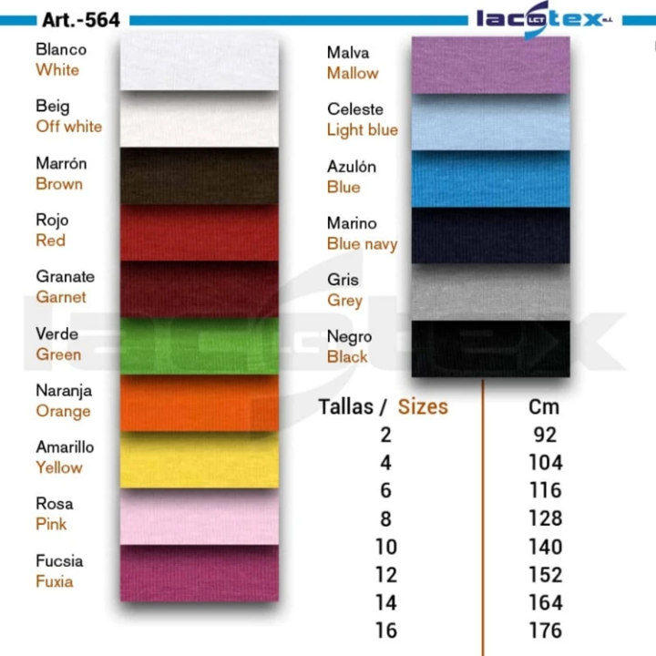 Camiseta semicisne manga larga infantil unisex Lacotex 564