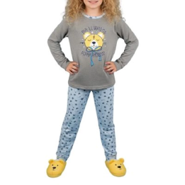 Pijama de Menina de Algodão de Manga Comprida e Calça Comprida LACOTEX 7025