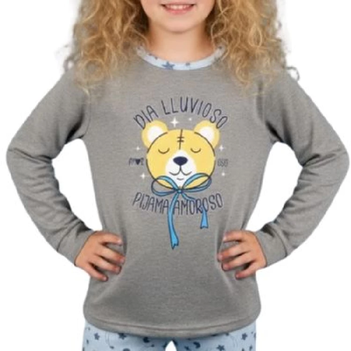 Pijama Infantil Menina de Algodão LACOTEX 7025 Manga Longa e Calça Longa