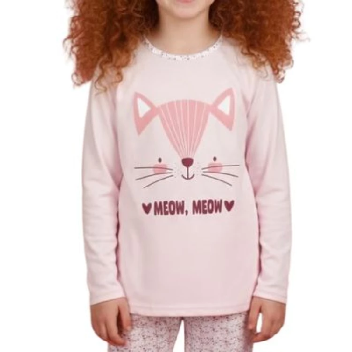 Pijama Manga Comprida e Calça Comprida em Algodão Menina LACOTEX 7022