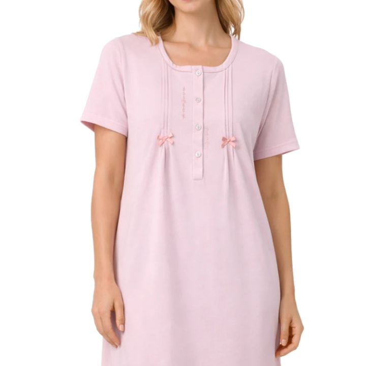LACOTEX Damen-Nachthemd 86605 mit kurzen Ärmeln