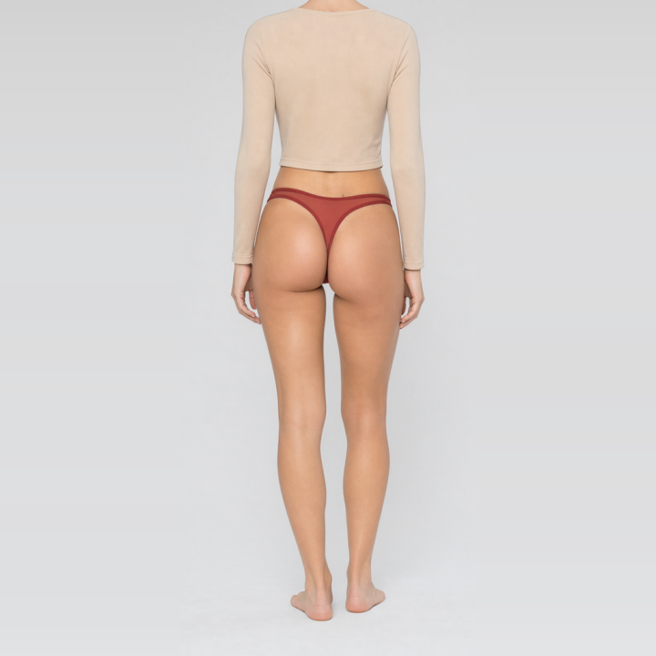 Damen-String aus Mikrofaser mit gerafften Seiten