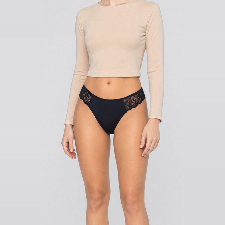 Madala vöökohaga stringid pitsilise küljega Cassia