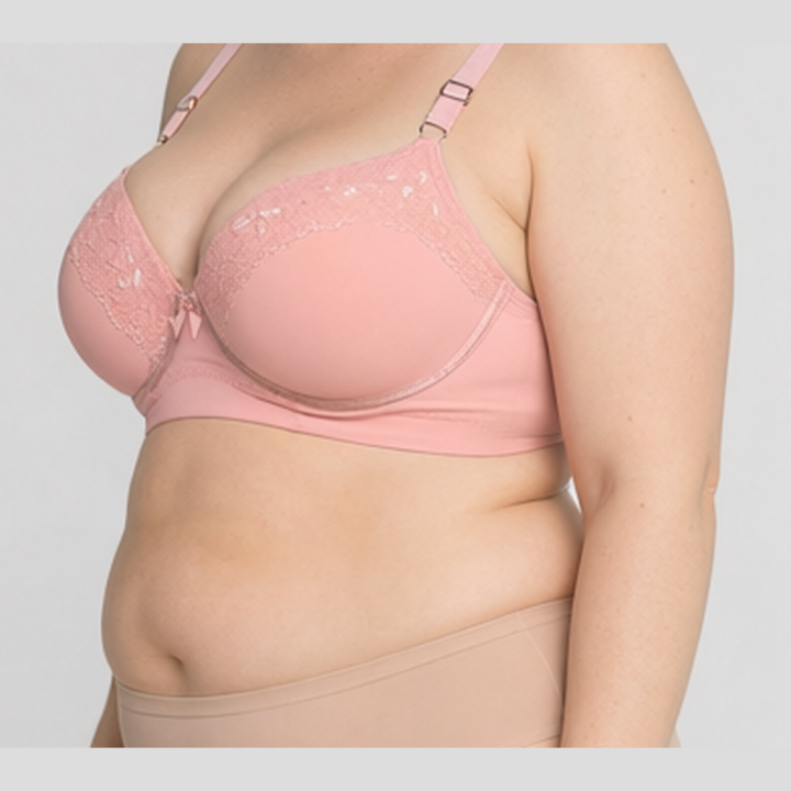 Sujetador brasileño plus size reforzado Eleonora - Rosa Pastel