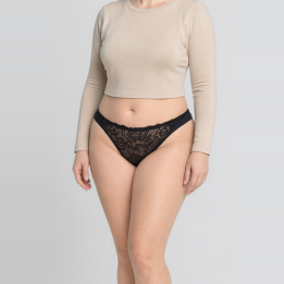 Conjunto plus size con espalda cruzada y encaje  Isadora - Negro