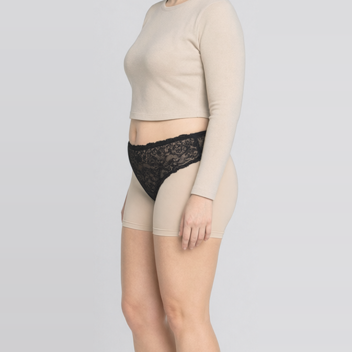 Conjunto plus size con espalda cruzada y encaje  Isadora - Negro