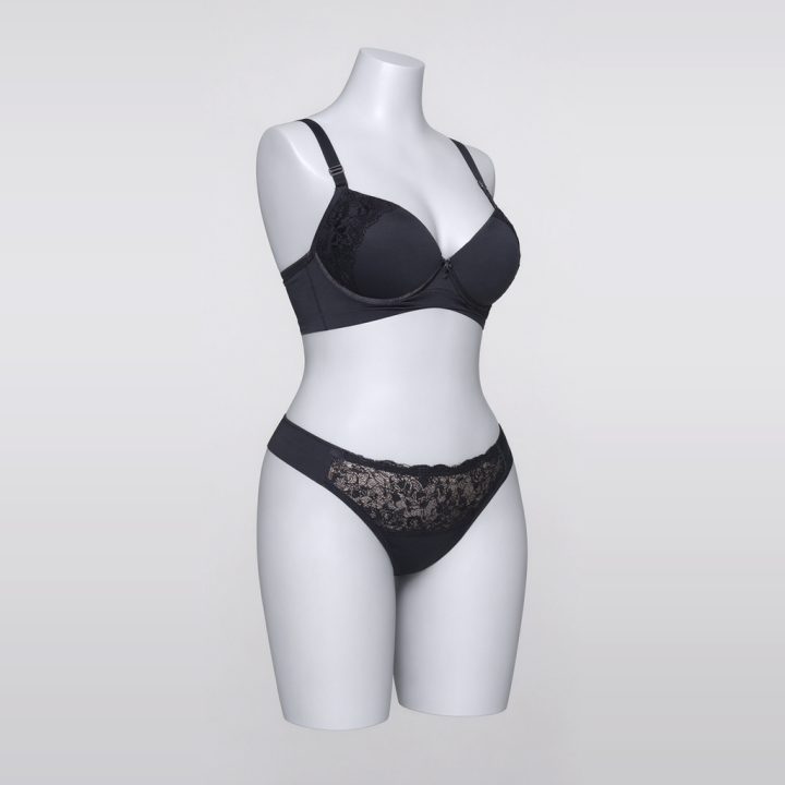 Conjunto plus size con espalda cruzada y encaje  Isadora - Negro