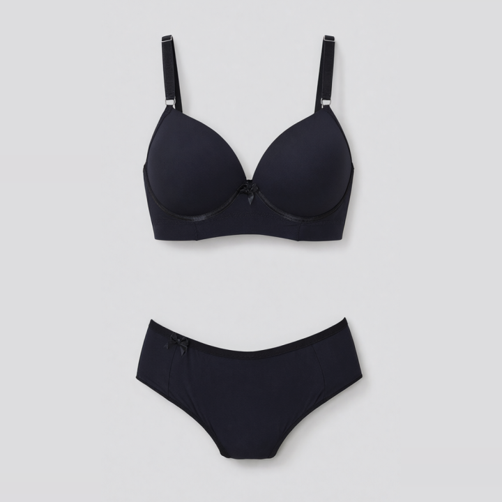 Conjunto plus size de microfibra Valeria - Negro