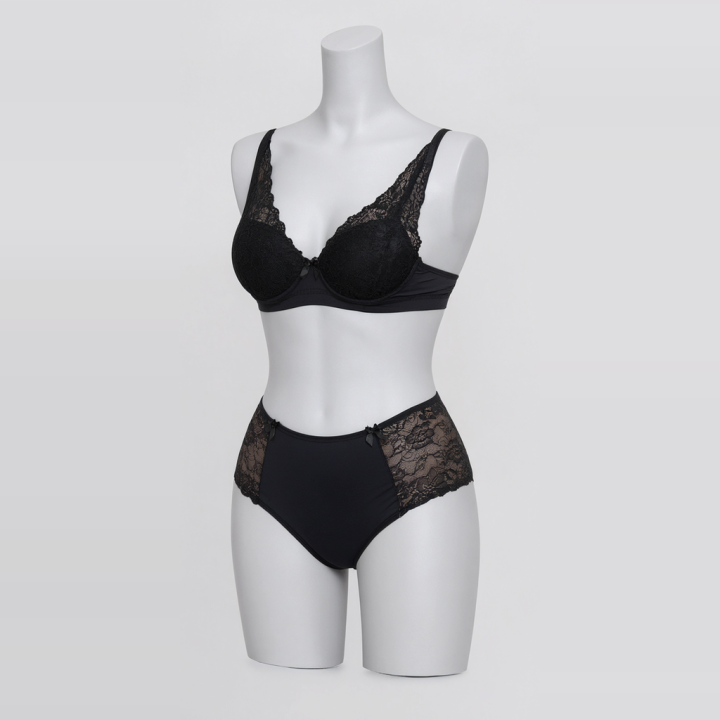 Conjunto de sujetador y hot pant con encaje  Cressida - Negro