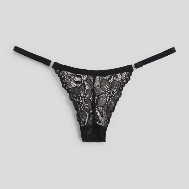 Tanga de encaje con adorno  Lavinia - Negro