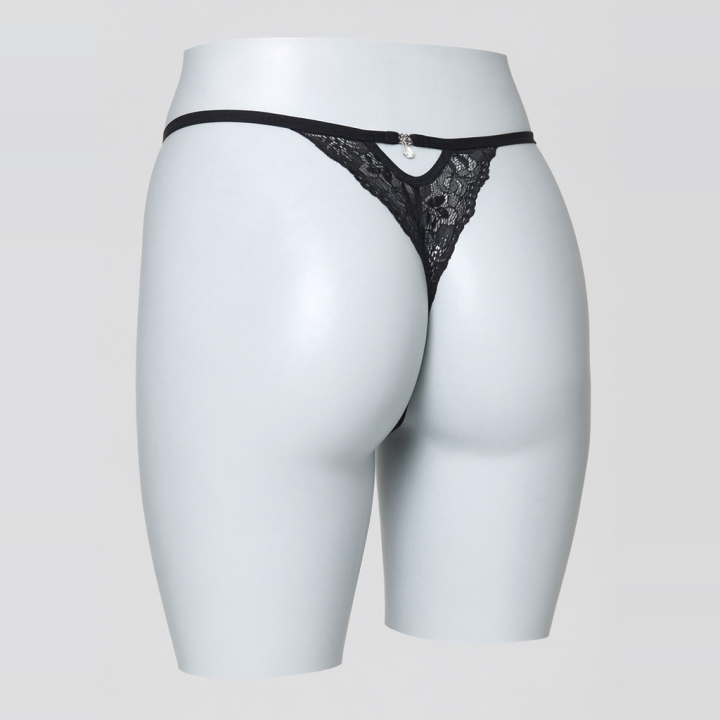 Tanga de encaje con adorno  Lavinia - Negro