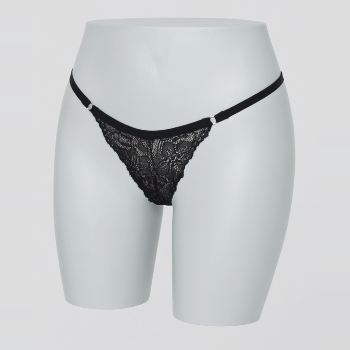 Tanga de encaje con adorno  Lavinia - Negro