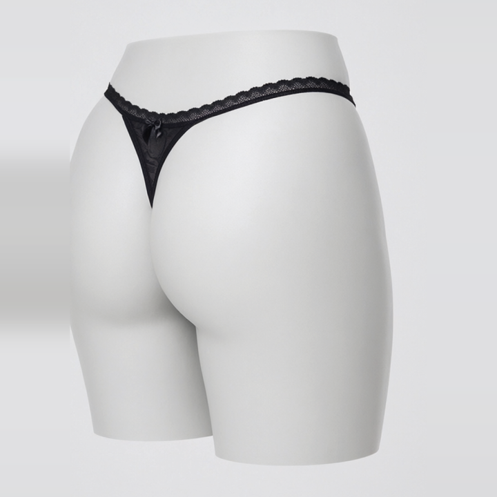 Tanga encaje lateral fino Celeste - Negro