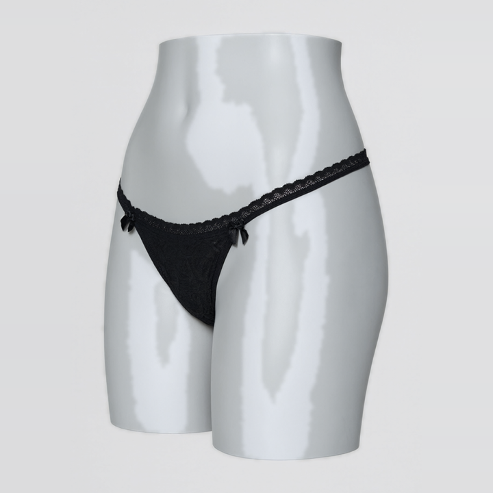 Tanga encaje lateral fino Celeste - Negro
