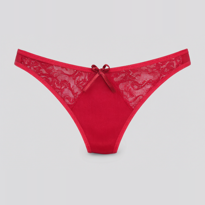 Tanga con encaje Vivienne - Rojo Rubí
