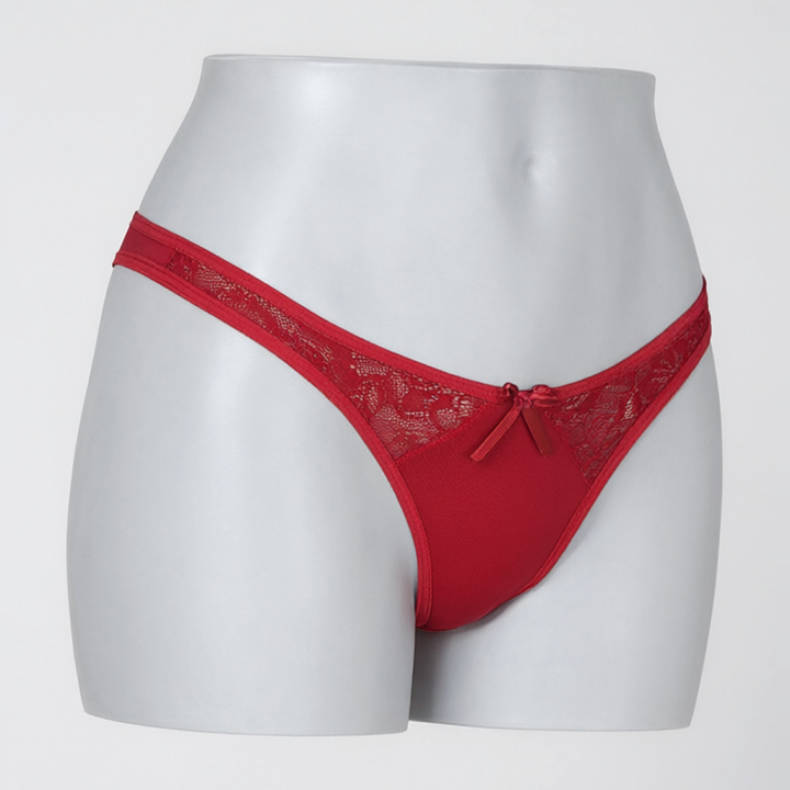 Tanga con encaje Vivienne - Rojo Rubí