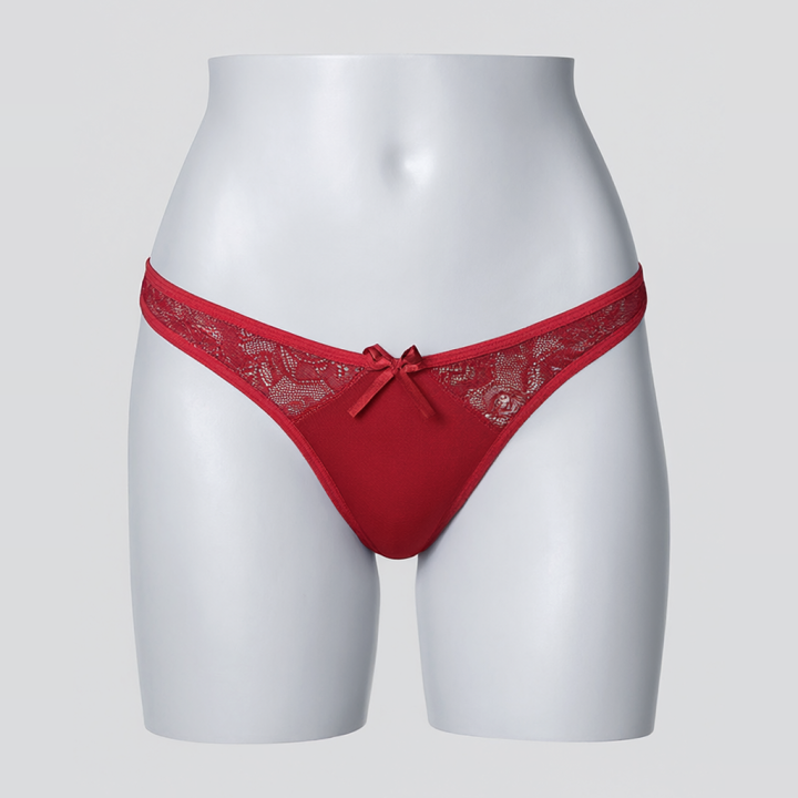 Tanga con encaje Vivienne - Rojo Rubí