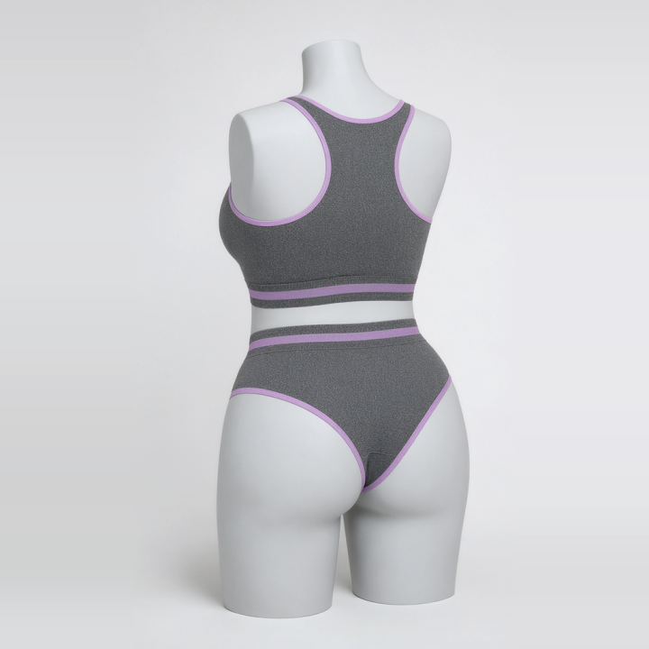 Conjunto plus size deportivo con tanga Jessica - Lavanda Suave