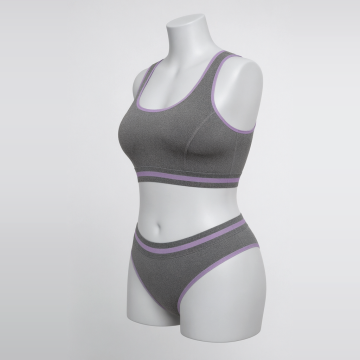 Conjunto plus size deportivo con tanga Jessica - Lavanda Suave