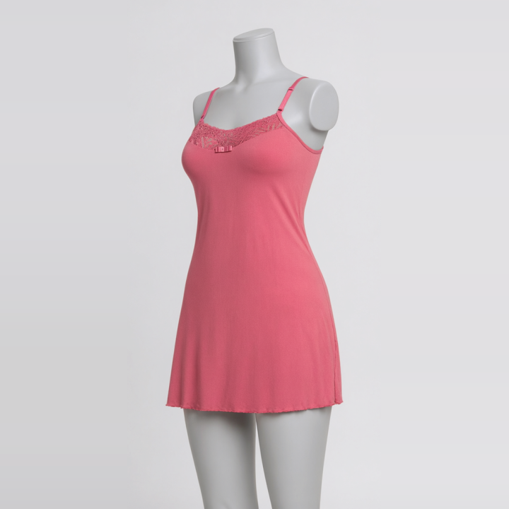 Camisón liso de microfibra Emilia - Rosa Sandía