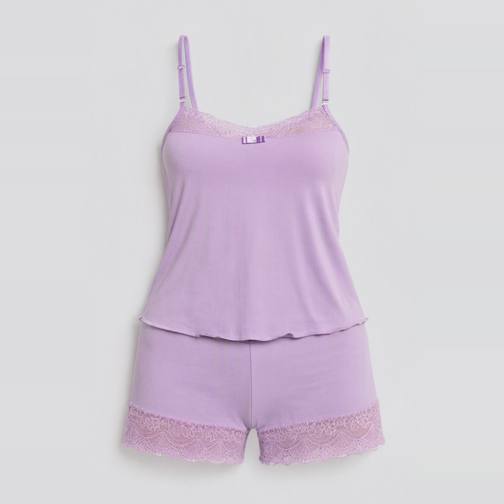 Baby Doll Liso con Encaje Esmé - Lavanda Suave