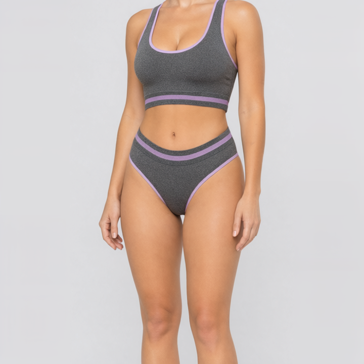Conjunto deportivo con tanga  Eliana - Gris Acero