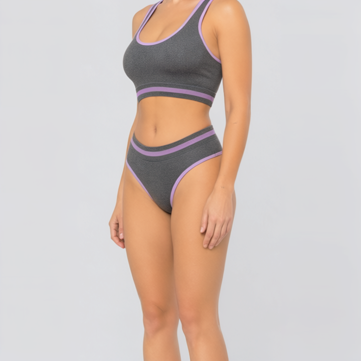 Conjunto deportivo con tanga  Eliana - Gris Acero
