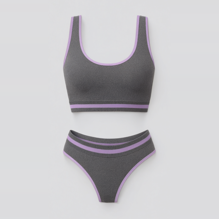 Conjunto deportivo con tanga  Eliana - Gris Acero
