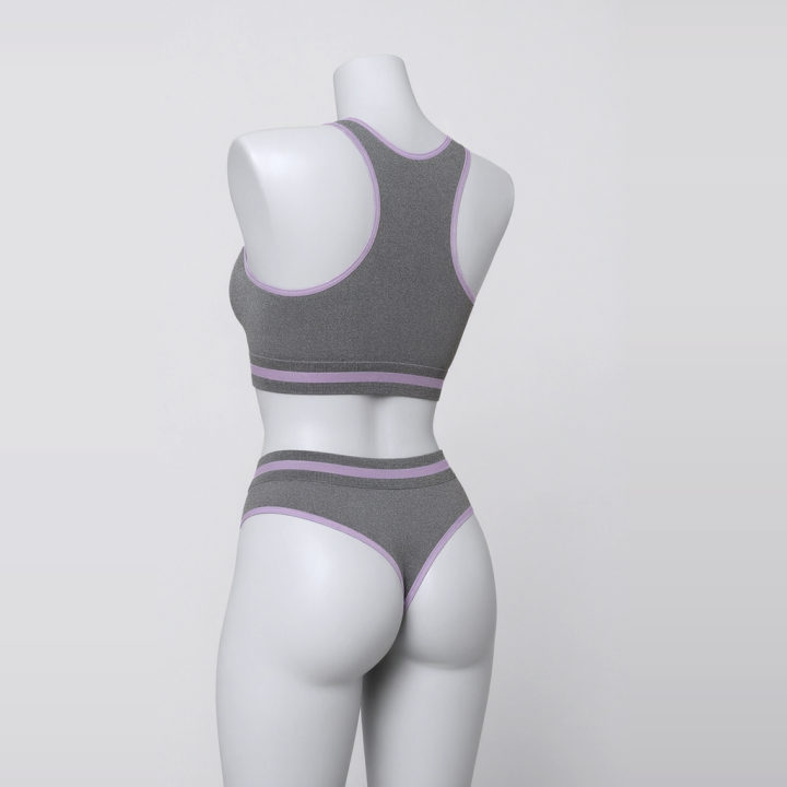 Conjunto deportivo con tanga  Eliana - Gris Acero