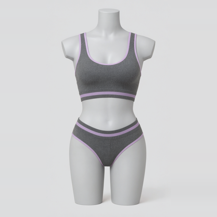 Conjunto deportivo con tanga  Eliana - Gris Acero