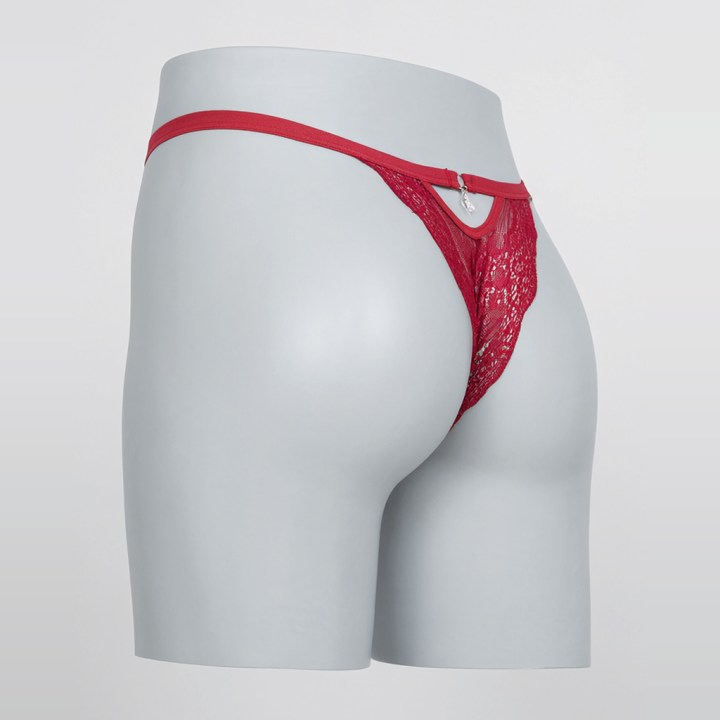 Tanga de encaje con adorno  Lavinia - Rojo Rubí