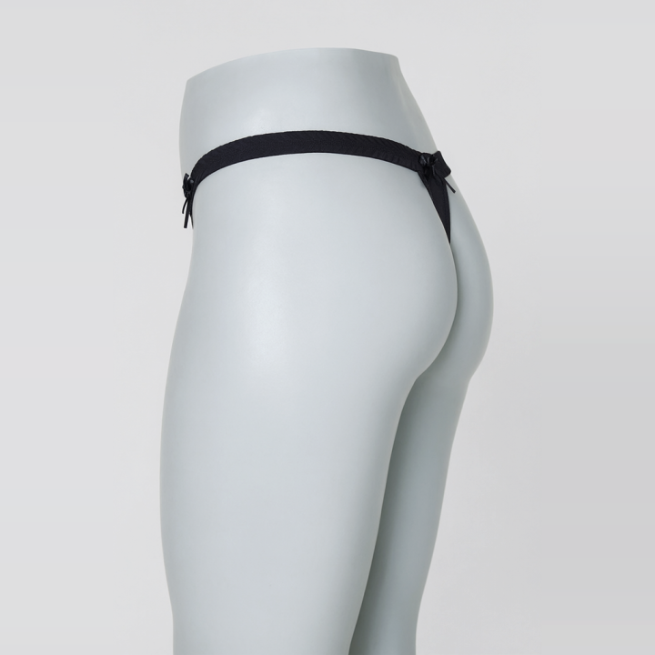 Tanga con cintura fruncida Alessandra - Negro