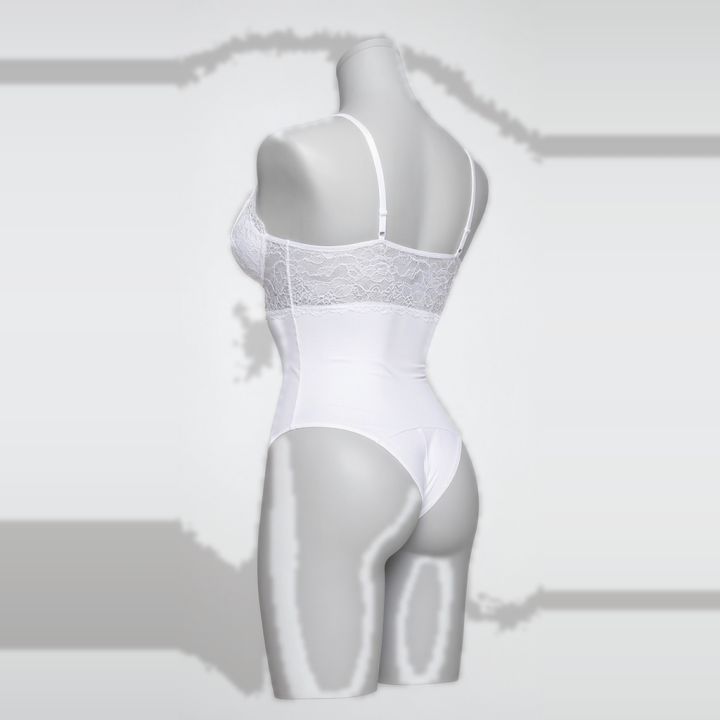 Body de encaje y microfibra Mariana - Blanco