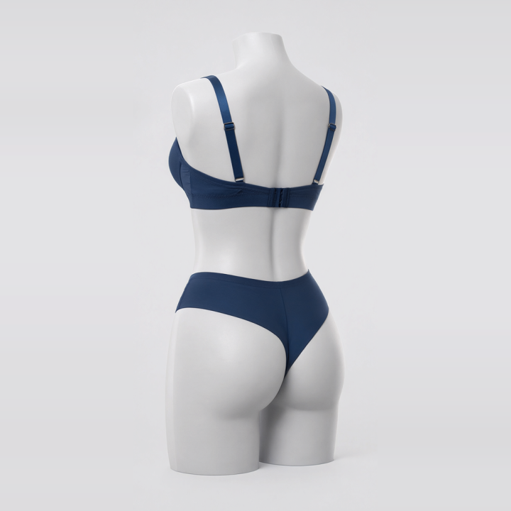 Conjunto de sujetador con aros y tanga alta Lysandra - Azul Medianoche