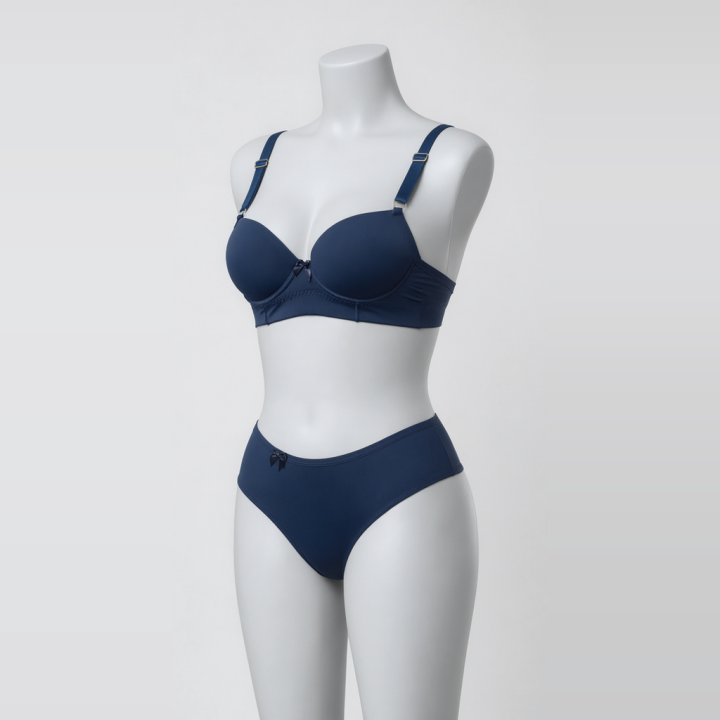 Conjunto de sujetador con aros y tanga alta Lysandra - Azul Medianoche