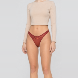 Tanga con encaje Vivienne - Rojo Rubí
