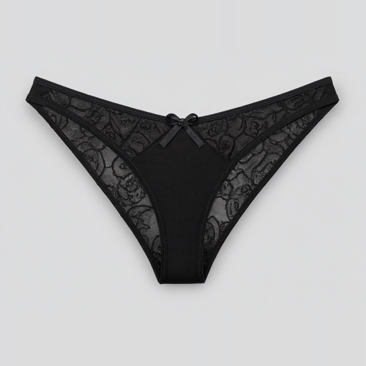 Tanga con encaje Vivienne - Negro