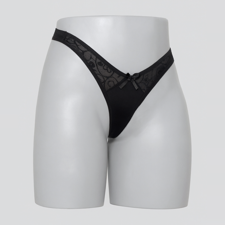 Tanga con encaje Vivienne - Negro