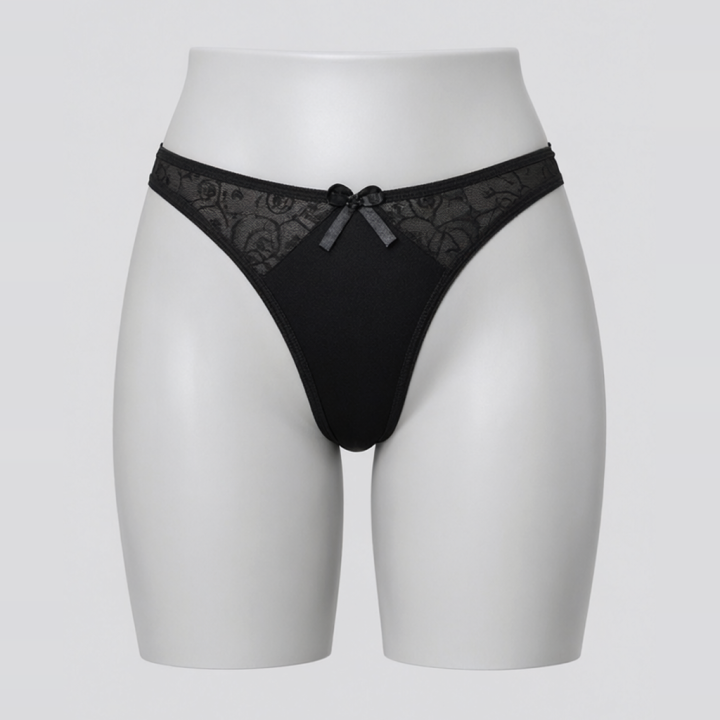 Tanga con encaje Vivienne - Negro
