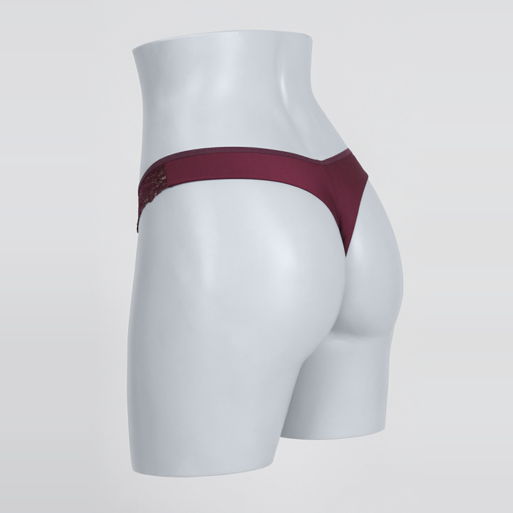 Tanga con detalles de encaje Valencia - Rojo Rubí