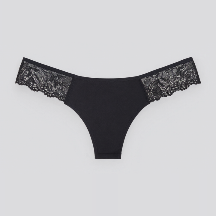 Tanga con lateral en encaje Cassia - Negro
