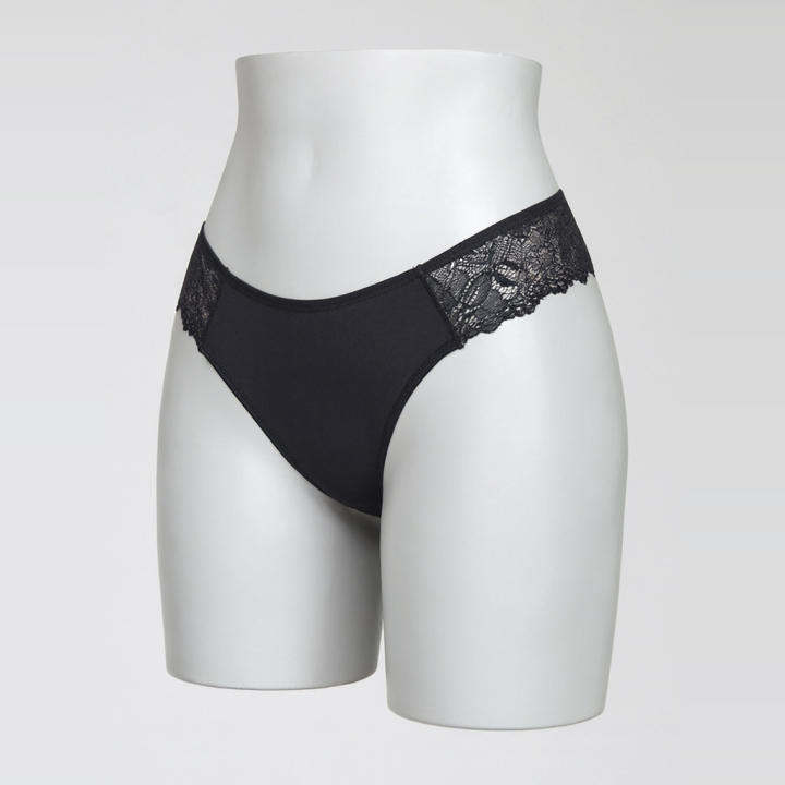 Tanga con lateral en encaje Cassia - Negro