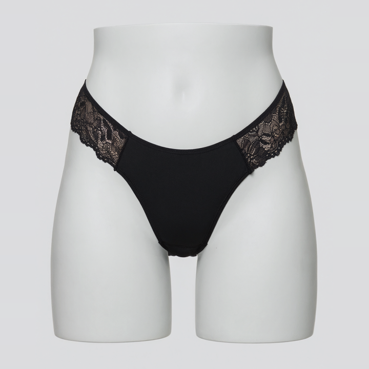 Tanga con lateral en encaje Cassia - Negro