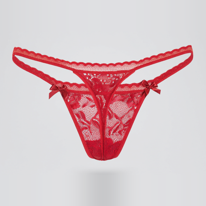 Tanga encaje lateral fino Celeste - Rojo Rubí