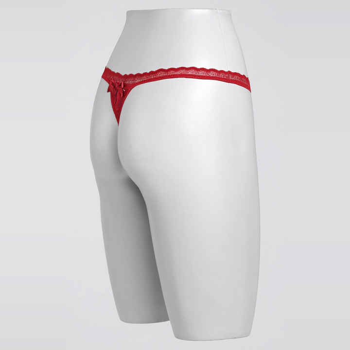 Tanga encaje lateral fino Celeste - Rojo Rubí