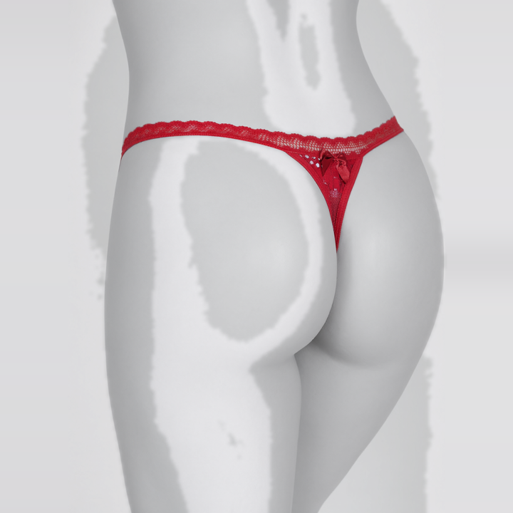 Tanga encaje lateral fino Celeste - Rojo Rubí